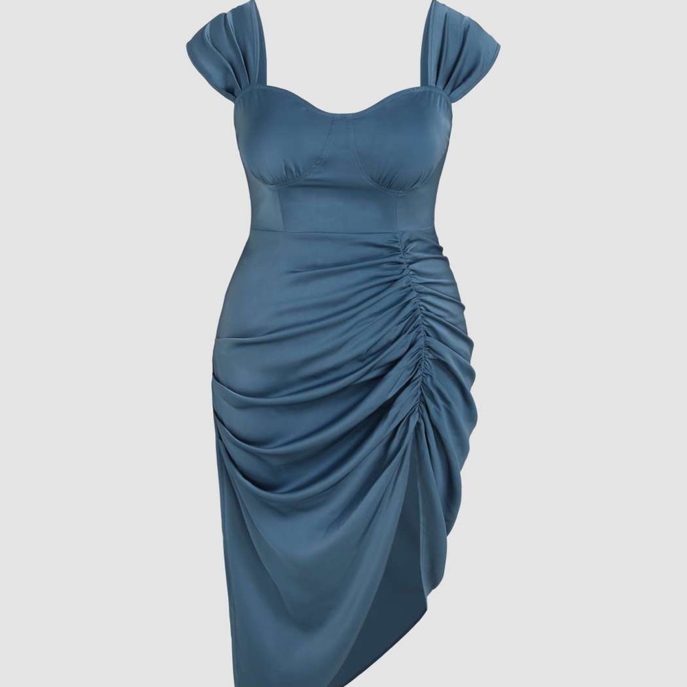 NEW Cider Curve & Plus Solid Ruched Midi Dress 1X